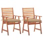 vidaXL Sillas comedor de jardín 2 uds madera maciza acacia y cojines vidaXL Sillas comedor de jardín 2 uds madera maciza acacia y cojines