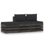 vidaXL Muebles de jardín 3 piezas con cojines madera impregnada gris vidaXL Muebles de jardín 3 piezas con cojines madera impregnada gris