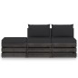 vidaXL Muebles de jardín 3 piezas con cojines madera impregnada gris vidaXL Muebles de jardín 3 piezas con cojines madera impregnada gris