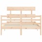 vidaXL Estructura de cama de matrimonio con cabecero madera maciza vidaXL Estructura de cama de matrimonio con cabecero madera maciza