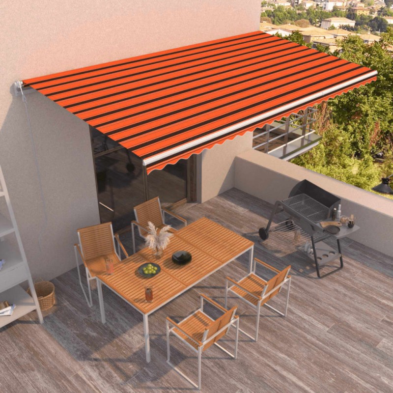 vidaXL Toldo automático retráctil naranja y marrón 600x350 cm vidaXL Toldo automático retráctil naranja y marrón 600x350 cm