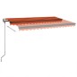 vidaXL Toldo automático LED sensor de viento naranja marrón 400x350 cm vidaXL Toldo automático LED sensor de viento naranja marrón 400x350 cm