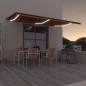 vidaXL Toldo retráctil manual con luz LED naranja y marrón 600x350 cm vidaXL Toldo retráctil manual con luz LED naranja y marrón 600x350 cm