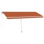 vidaXL Toldo automático LED sensor de viento naranja marrón 500x300 cm vidaXL Toldo automático LED sensor de viento naranja marrón 500x300 cm