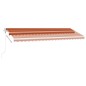 vidaXL Toldo automático LED sensor de viento naranja marrón 500x300 cm vidaXL Toldo automático LED sensor de viento naranja marrón 500x300 cm