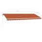 vidaXL Toldo automático LED sensor de viento naranja marrón 500x300 cm vidaXL Toldo automático LED sensor de viento naranja marrón 500x300 cm