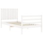 vidaXL Estructura de cama con cabecero madera maciza blanco