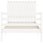 vidaXL Estructura de cama con cabecero madera maciza blanco