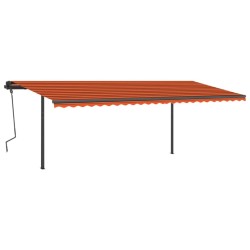 vidaXL Toldo retráctil automático con postes naranja y marrón 6x3,5 m