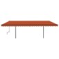 vidaXL Toldo retráctil automático con postes naranja y marrón 6x3,5 m vidaXL Toldo retráctil automático con postes naranja y marrón 6x3,5 m