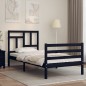 vidaXL Estructura de cama con cabecero madera maciza negro 90x200 cm