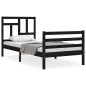 vidaXL Estructura de cama con cabecero madera maciza negro 90x200 cm