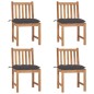 vidaXL Sillas de jardín 4 unidades madera maciza de teca con cojines vidaXL Sillas de jardín 4 unidades madera maciza de teca con cojines
