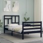 vidaXL Estructura de cama con cabecero madera maciza negro 90x200 cm