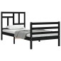 vidaXL Estructura de cama con cabecero madera maciza negro 90x200 cm