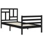 vidaXL Estructura de cama con cabecero madera maciza negro 90x200 cm