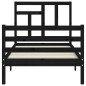 vidaXL Estructura de cama con cabecero madera maciza negro 90x200 cm