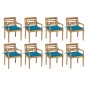 vidaXL Sillas Batavia 8 unidades madera maciza de teca con cojines vidaXL Sillas Batavia 8 unidades madera maciza de teca con cojines