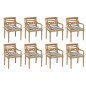 vidaXL Sillas Batavia 8 unidades madera maciza de teca con cojines vidaXL Sillas Batavia 8 unidades madera maciza de teca con cojines