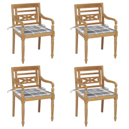 vidaXL Sillas Batavia 4 unidades madera maciza de teca con cojines