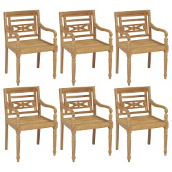 vidaXL Sillas Batavia 6 unidades madera maciza de teca con cojines