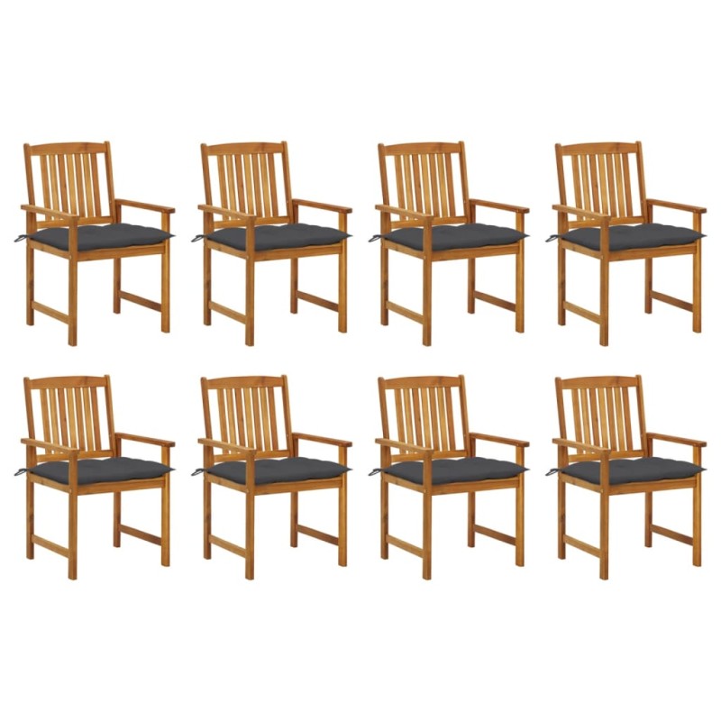 vidaXL Sillas de jardín con cojines 8 uds madera maciza de acacia vidaXL Sillas de jardín con cojines 8 uds madera maciza de acacia