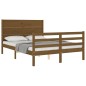 vidaXL Estructura de cama matrimonio con cabecero madera marrón miel vidaXL Estructura de cama matrimonio con cabecero madera marrón miel