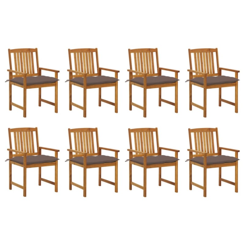 vidaXL Sillas de jardín con cojines 8 uds madera maciza de acacia vidaXL Sillas de jardín con cojines 8 uds madera maciza de acacia