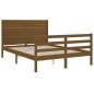 vidaXL Estructura de cama matrimonio con cabecero madera marrón miel vidaXL Estructura de cama matrimonio con cabecero madera marrón miel