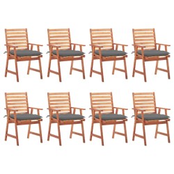vidaXL Sillas comedor de jardín y cojines 8 uds madera maciza acacia 