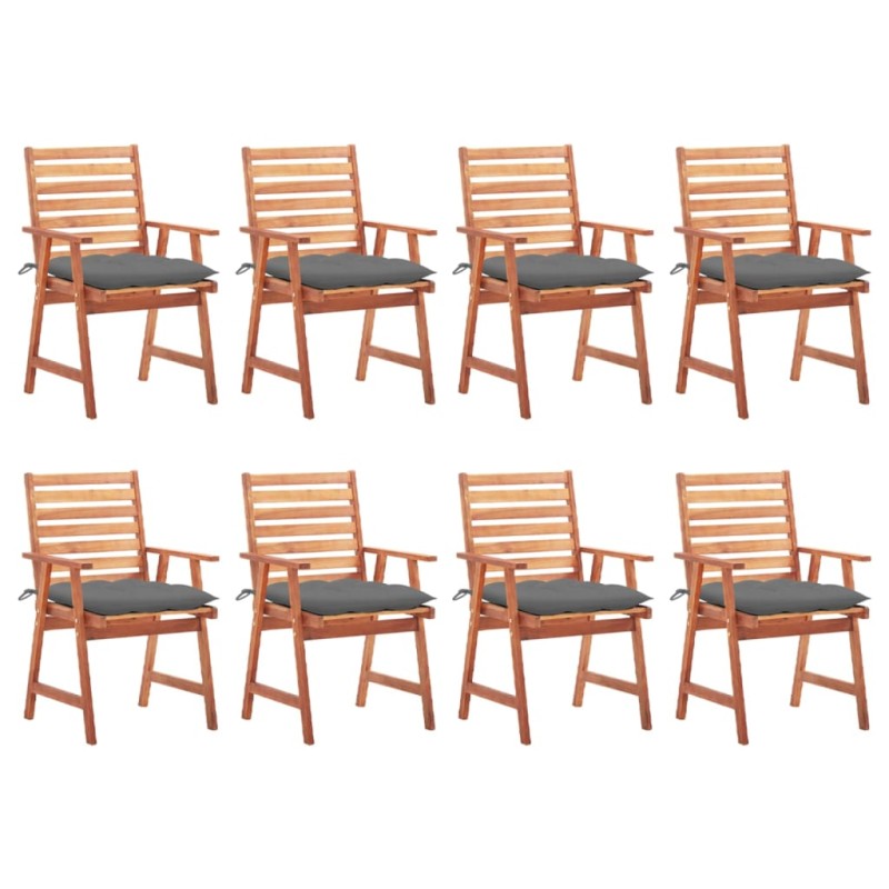 vidaXL Sillas comedor de jardín y cojines 8 uds madera maciza acacia vidaXL Sillas comedor de jardín y cojines 8 uds madera maciza acacia