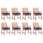vidaXL Sillas comedor de jardín y cojines 8 uds madera maciza acacia 