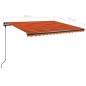 vidaXL Toldo retráctil manual con luz LED naranja y marrón 400x350 cm vidaXL Toldo retráctil manual con luz LED naranja y marrón 400x350 cm