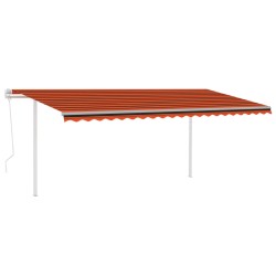 vidaXL Toldo automático con LED y sensor de viento naranja marrón 5x3m