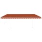 vidaXL Toldo automático con LED y sensor de viento naranja marrón 5x3m vidaXL Toldo automático con LED y sensor de viento naranja marrón 5x3m