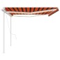 vidaXL Toldo automático con LED y sensor de viento naranja marrón 5x3m vidaXL Toldo automático con LED y sensor de viento naranja marrón 5x3m