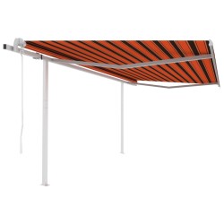 vidaXL Toldo retráctil automático con postes naranja y marrón 4x3,5 m