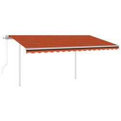 vidaXL Toldo retráctil automático con postes naranja y marrón 4x3,5 m