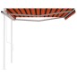 vidaXL Toldo retráctil automático con postes naranja y marrón 4x3,5 m vidaXL Toldo retráctil automático con postes naranja y marrón 4x3,5 m