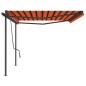 vidaXL Toldo manual retráctil con postes naranja y marrón 5x3 m vidaXL Toldo manual retráctil con postes naranja y marrón 5x3 m