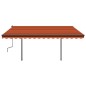 vidaXL Toldo retráctil manual con luz LED naranja y marrón 4x3,5 m vidaXL Toldo retráctil manual con luz LED naranja y marrón 4x3,5 m