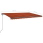 vidaXL Toldo retráctil manual con luz LED naranja y marrón 5x3,5 m vidaXL Toldo retráctil manual con luz LED naranja y marrón 5x3,5 m