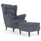 vidaXL Sillón orejero y taburete de terciopelo gris oscuro vidaXL Sillón orejero y taburete de terciopelo gris oscuro