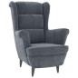 vidaXL Sillón orejero y taburete de terciopelo gris oscuro vidaXL Sillón orejero y taburete de terciopelo gris oscuro