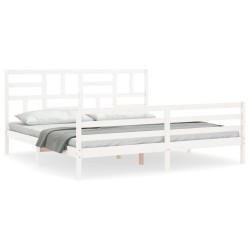 vidaXL Estructura cama de matrimonio con cabecero madera maciza blanco