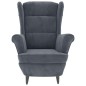 vidaXL Sillón orejero y taburete de terciopelo gris oscuro vidaXL Sillón orejero y taburete de terciopelo gris oscuro