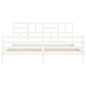 vidaXL Estructura cama de matrimonio con cabecero madera maciza blanco vidaXL Estructura cama de matrimonio con cabecero madera maciza blanco
