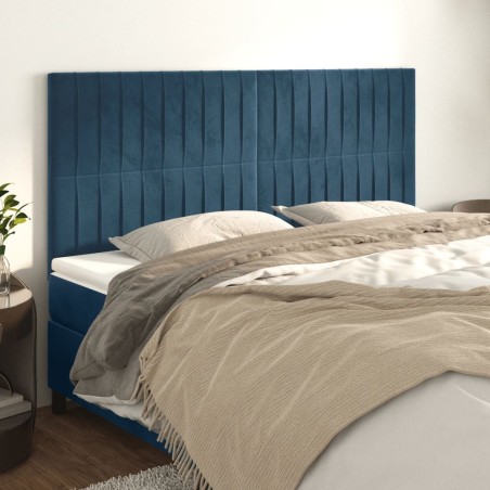 vidaXL Cabeceros 4 unidades de terciopelo azul oscuro 100x5x78/88 cm