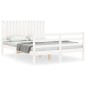 vidaXL Estructura de cama con cabecero madera maciza blanco 140x190 cm vidaXL Estructura de cama con cabecero madera maciza blanco 140x190 cm