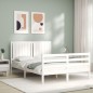 vidaXL Estructura de cama con cabecero madera maciza blanco 140x190 cm vidaXL Estructura de cama con cabecero madera maciza blanco 140x190 cm